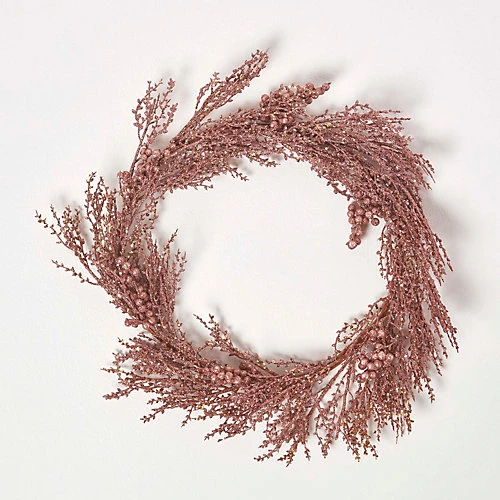 Homescapes Glitter Rose Gold Christmas Wreath 1 Homescapes Glitter Rose Gold Christmas Wreath