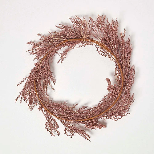 Homescapes Glitter Rose Gold Christmas Wreath 4 Homescapes Glitter Rose Gold Christmas Wreath - Image 4