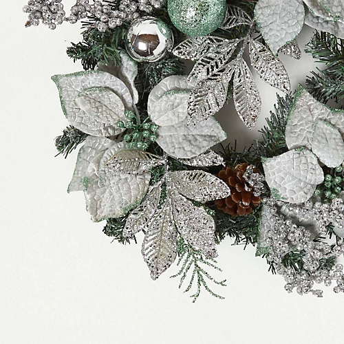 Homescapes Mint Green & Silver Christmas Wreath 2 Homescapes Mint Green & Silver Christmas Wreath - Image 2
