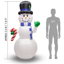 Inflatable Christmas Decoration - Giant Snowman With LED Lights - 2.4m (7ft 11)