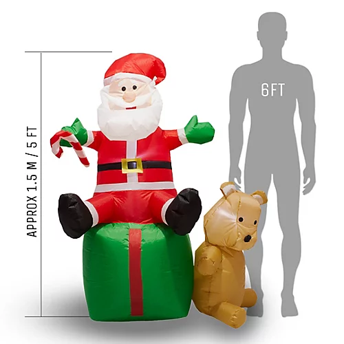 Inflatable Christmas Decoration - Sitting Santa With LED Lights - 1.5m (5ft) 1 Inflatable Christmas Decoration - Sitting Santa With LED Lights - 1.5m (5ft)