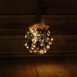 Large 14cm Christmas Hanging LED Ball On Rope Decoration With Smokey Glass - Battery Powered -Deals Christmas Decor Store large 14cm christmas hanging led ball on rope decoration with smokey glass battery powered5056337108594 03c MP