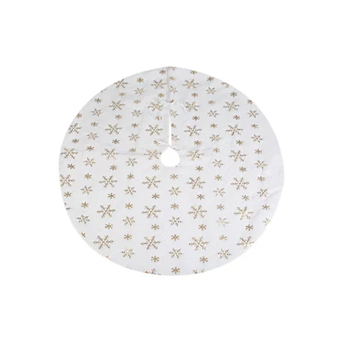 Large Christmas Tree Skirt White Gold Snowflakes Faux Fur Tree Trim Mat 110cm 1 Large Christmas Tree Skirt White Gold Snowflakes Faux Fur Tree Trim Mat 110cm