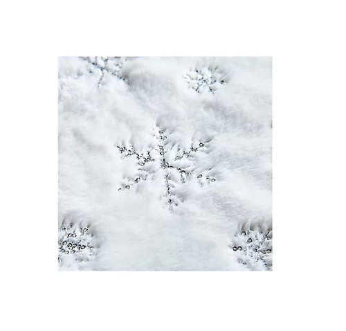 Large Christmas Tree Skirt White Silver Snowflakes Faux Fur Tree Trim Mat 110cm 3 Large Christmas Tree Skirt White Silver Snowflakes Faux Fur Tree Trim Mat 110cm - Image 3
