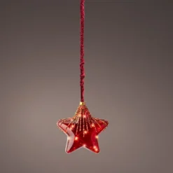 Large Red LED Christmas Star Rope Light 15 Micro LEDs In 20cm Red Tinted Star