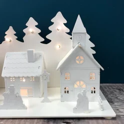 LED Lucerne White Wooden Christmas Village -Deals Christmas Decor Store led lucerne white wooden christmas village5060575104485 03c MP