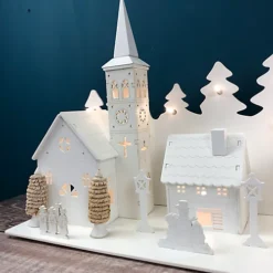 LED Lucerne White Wooden Christmas Village -Deals Christmas Decor Store led lucerne white wooden christmas village5060575104485 04c MP