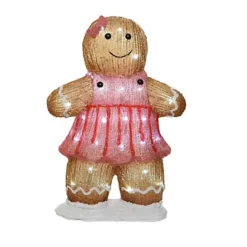 Light Up Acrylic Gingerbread Man LED Christmas Figurine Light 46cm Girl In Dress