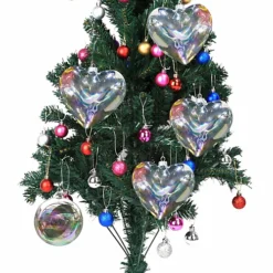 Livingandhome 12Pcs Heart Pearlescent Glass Hanging Christmas Baubles Ornaments