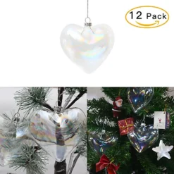 Livingandhome 12Pcs Heart Pearlescent Glass Hanging Christmas Baubles Ornaments -Deals Christmas Decor Store livingandhome 12pcs heart pearlescent glass hanging christmas baubles ornaments0735940286596 03c MP