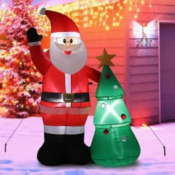Livingandhome 150 Cm Christmas Inflatable Decoration LED Blow Up Santa Claus Outdoor Xmas Decor -Deals Christmas Decor Store livingandhome 150 cm christmas inflatable decoration led blow up santa claus outdoor xmas decor0735940291040 03c MP