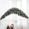 Livingandhome 180 Cm Artificial Red Ball Berries Christmas Swag With 50 LED Lights