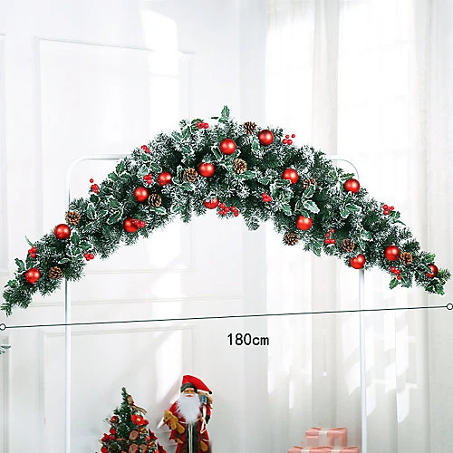 Livingandhome 180 Cm Artificial Red Ball Berries Christmas Swag With 50 LED Lights 1 Livingandhome 180 Cm Artificial Red Ball Berries Christmas Swag With 50 LED Lights