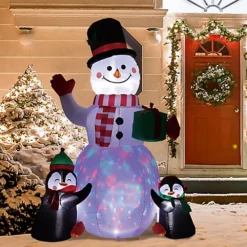 Livingandhome 180 Cm Christmas Inflatable Decoration LED Blow Up Snowman Penguin Outdoor Xmas Decor