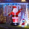 Livingandhome 180CM Inflatable Santa Claus Christmas Yard Decoration With LED