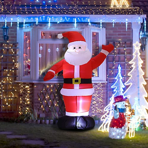 Livingandhome 180CM Inflatable Santa Claus Christmas Yard Decoration With LED 1 Livingandhome 180CM Inflatable Santa Claus Christmas Yard Decoration With LED
