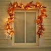 Livingandhome 180CM Maple Leaf Autumn Christmas Garland Home Decor With LED Light