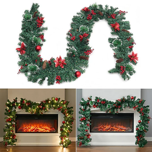 Livingandhome 2.7m LED Light String Berry Ball Flower Garland Christmas Decor 3 Livingandhome 2.7m LED Light String Berry Ball Flower Garland Christmas Decor - Image 3