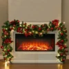 Livingandhome 2.7m Red Berry Ball Flower Christmas Garland Home Decor With LED Light String