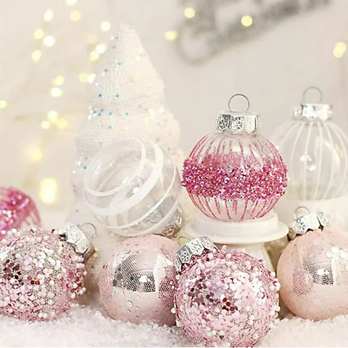 Livingandhome 25Pcs Pink Christmas Ball Ornament Xmas Decoration Set 2 Livingandhome 25Pcs Pink Christmas Ball Ornament Xmas Decoration Set - Image 2