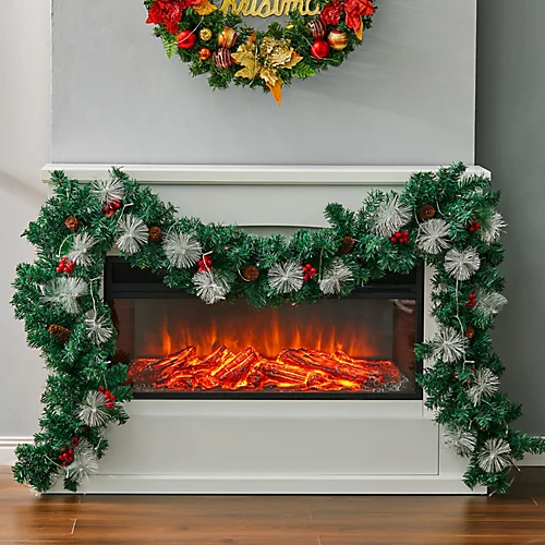 Livingandhome 270 Cm Light Up Christmas Garland Pine Cones Snow Decor 2 Livingandhome 270 Cm Light Up Christmas Garland Pine Cones Snow Decor - Image 2