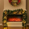 Livingandhome 270 CM Light Up Christmas Garland With Yellow Flower And Pine Cones Decor