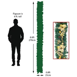 Livingandhome 270 CM Light Up Christmas Garland With Yellow Flower And Pine Cones Decor -Deals Christmas Decor Store livingandhome 270 cm light up christmas garland with yellow flower and pine cones decor0735940255608 04c MP