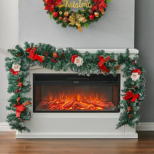 Livingandhome 270 Cm Pine Cones Bow Christmas Garland Santa Claus Decor With 50 LED Light 2 Livingandhome 270 Cm Pine Cones Bow Christmas Garland Santa Claus Decor With 50 LED Light - Image 2