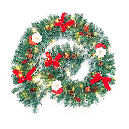 Livingandhome 270 Cm Pine Cones Bow Christmas Garland Santa Claus Decor With 50 LED Light 3 Livingandhome 270 Cm Pine Cones Bow Christmas Garland Santa Claus Decor With 50 LED Light - Image 3