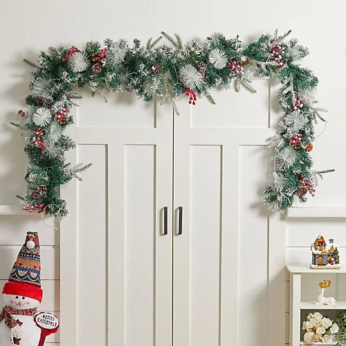 Livingandhome 270CM Light Up Christmas Garland Hanging Decoration With Pine Cones Berries Decor 2 Livingandhome 270CM Light Up Christmas Garland Hanging Decoration With Pine Cones Berries Decor - Image 2