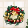 Livingandhome 30 Cm Christmas Wreath With Xmas Baubles Bells Bow Knots