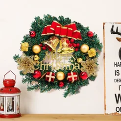 Livingandhome 30 Cm Christmas Wreath With Xmas Baubles Bells Bow Knots -Deals Christmas Decor Store livingandhome 30 cm christmas wreath with xmas baubles bells bow knots0735940255783 03c MP