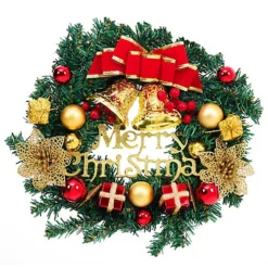 Livingandhome 30 Cm Christmas Wreath With Xmas Baubles Bells Bow Knots -Deals Christmas Decor Store livingandhome 30 cm christmas wreath with xmas baubles bells bow knots0735940255783 04c MP