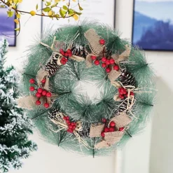 Livingandhome 32 Cm Pine Cones Berries Christmas Wreath Xmas Ornaments -Deals Christmas Decor Store livingandhome 32 cm pine cones berries christmas wreath xmas ornaments0735940255769 02c MP
