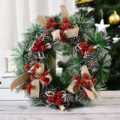 Livingandhome 32 Cm Pine Cones Berries Christmas Wreath Xmas Ornaments -Deals Christmas Decor Store livingandhome 32 cm pine cones berries christmas wreath xmas ornaments0735940255769 03c MP