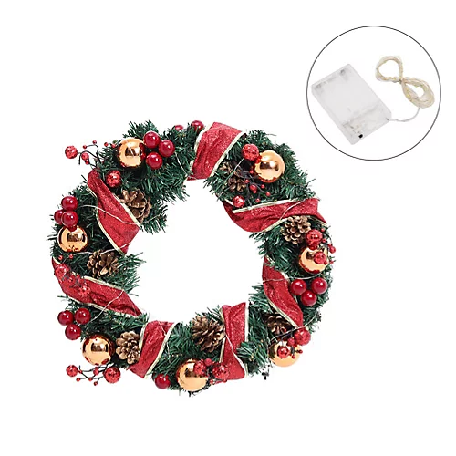Livingandhome 40CM Christmas Wreath Festival Decorative With 3M Light String 4 Livingandhome 40CM Christmas Wreath Festival Decorative With 3M Light String - Image 4