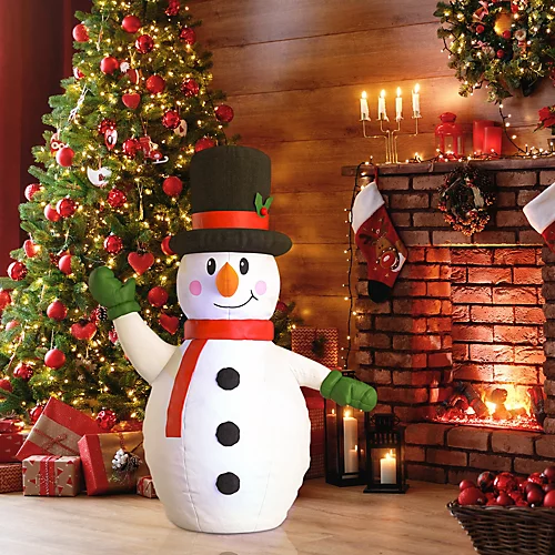 Livingandhome 4ft Inflatable Snowman Christmas Yard Decoration With LED 1 Livingandhome 4ft Inflatable Snowman Christmas Yard Decoration With LED