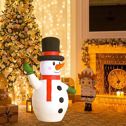 Livingandhome 4ft Inflatable Snowman Christmas Yard Decoration With LED 2 Livingandhome 4ft Inflatable Snowman Christmas Yard Decoration With LED - Image 2