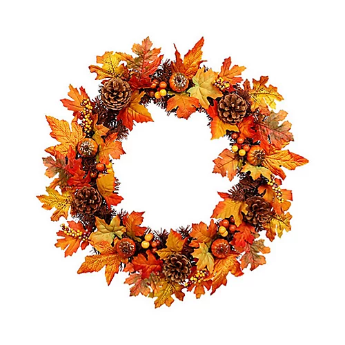 Livingandhome 60 Cm Artificial Maple Leaf Autumn Christmas Wreath Window Door Decoration 3 Livingandhome 60 Cm Artificial Maple Leaf Autumn Christmas Wreath Window Door Decoration - Image 3
