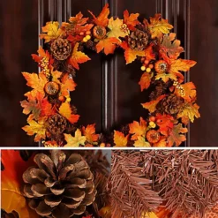 Livingandhome 60 Cm Artificial Maple Leaf Autumn Christmas Wreath Window Door Decoration 7 Livingandhome 60 Cm Artificial Maple Leaf Autumn Christmas Wreath Window Door Decoration -Deals Christmas Decor Store livingandhome 60 cm artificial maple leaf autumn christmas wreath window door decoration0735940255851 04c MP