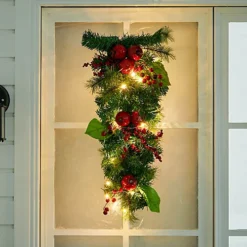 Livingandhome 60 Cm Green LED Christmas Garland With Pomegranate Berry Decor -Deals Christmas Decor Store livingandhome 60 cm green led christmas garland with pomegranate berry decor0735940255103 03c MP