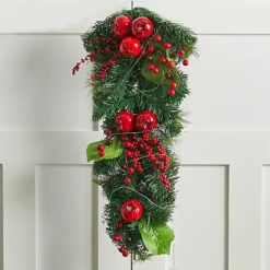 Livingandhome 60 Cm Green LED Christmas Garland With Pomegranate Berry Decor -Deals Christmas Decor Store livingandhome 60 cm green led christmas garland with pomegranate berry decor0735940255103 04c MP