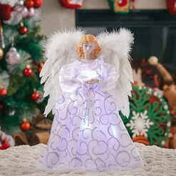 Livingandhome Angel Christmas Tree Topper With Multi LED Lights Home Decor
