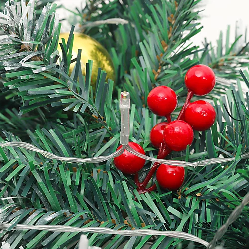 Livingandhome Artificial Gold Ball Berries Christmas Garland With LED Lights 270 Cm 4 Livingandhome Artificial Gold Ball Berries Christmas Garland With LED Lights 270 Cm - Image 4