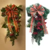 Livingandhome Artificial Green Pine Leaves Berry Christmas Garland With LED Light String Bowknot Decor