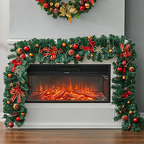 Livingandhome Artificial LED Warm White Light Christmas Garland 270cm 2 Livingandhome Artificial LED Warm White Light Christmas Garland 270cm - Image 2