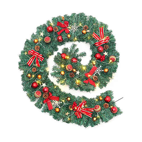 Livingandhome Artificial LED Warm White Light Christmas Garland 270cm 3 Livingandhome Artificial LED Warm White Light Christmas Garland 270cm - Image 3