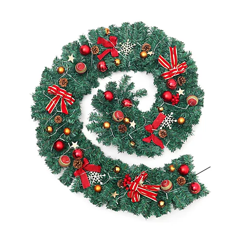 Livingandhome Artificial LED Warm White Light Christmas Garland 270cm 4 Livingandhome Artificial LED Warm White Light Christmas Garland 270cm - Image 4