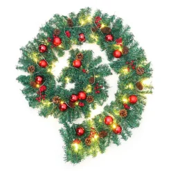 Livingandhome Artificial Light Up Christmas Garland With Pine Cones Red Bauble Decor 270 Cm -Deals Christmas Decor Store livingandhome artificial light up christmas garland with pine cones red bauble decor 270 cm0735940277617 03c MP