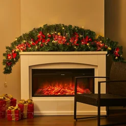 Livingandhome Artificial Light Up Christmas Swags With Bow Decor 180 Cm -Deals Christmas Decor Store livingandhome artificial light up christmas swags with bow decor 180 cm0735940277648 02c MP